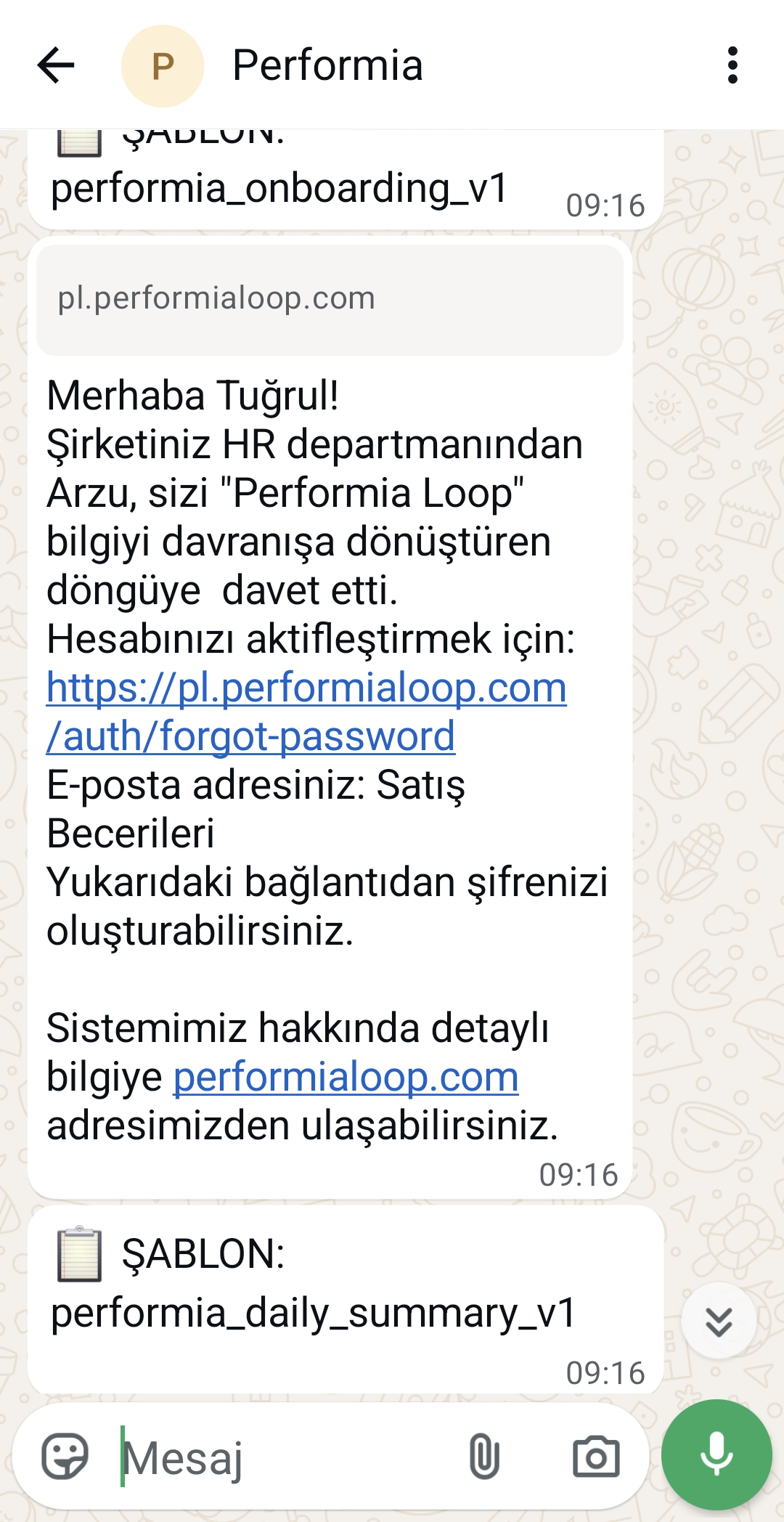 Performia Loop Ekranı 1